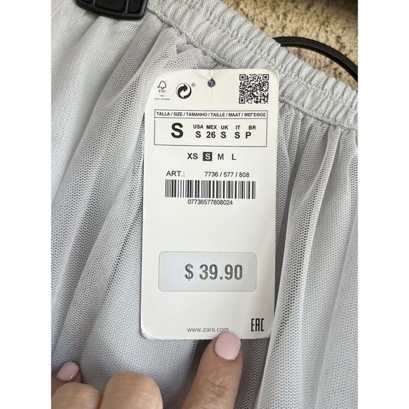 Zara Midi Tulle Skirt - Size Small - Dove Gray - Picture 8 of 8